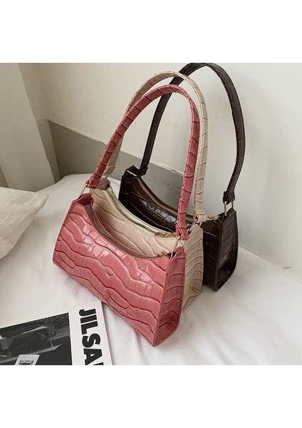 Pembe Tarzı Timsah Desen Pu Deri Çanta Kadın Omuz Çantası Moda Bayanlar Koltukaltı Çanta Retro Rahat Kadın Tote Küçük Debriyaj Dropship (Yurt Dışından) fiyatları