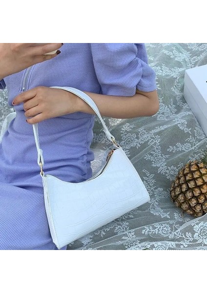 Pembe Tarzı Timsah Desen Pu Deri Çanta Kadın Omuz Çantası Moda Bayanlar Koltukaltı Çanta Retro Rahat Kadın Tote Küçük Debriyaj Dropship (Yurt Dışından) fırsatları
