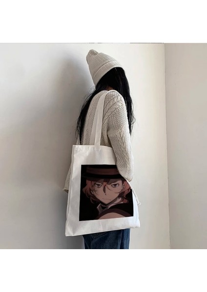 HEI05 Stili Harajuku Bungo Sokak Köpeği Anime Kadın Alışveriş Çantası Vintage Büyük Kapasiteli Kanvas Çanta Artoon Y2K Japon Kadın Omuz Çantası (Yurt Dışından) modelleri