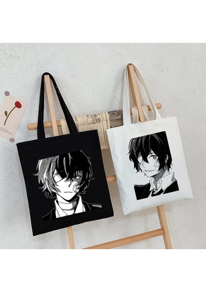 HEI05 Stili Harajuku Bungo Sokak Köpeği Anime Kadın Alışveriş Çantası Vintage Büyük Kapasiteli Kanvas Çanta Artoon Y2K Japon Kadın Omuz Çantası (Yurt Dışından) fırsatları