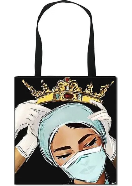 BSTDXBNURSE17 Stili 34CMX34CM Kadın Hemşire Baskılı Kadın Alışveriş Çantası Moda Aşk Büyük Kapasiteli Eko Yeniden Kullanılabilir Omuz Çantası Seyahat Çanta Can Özel Desen (Yurt Dışından)