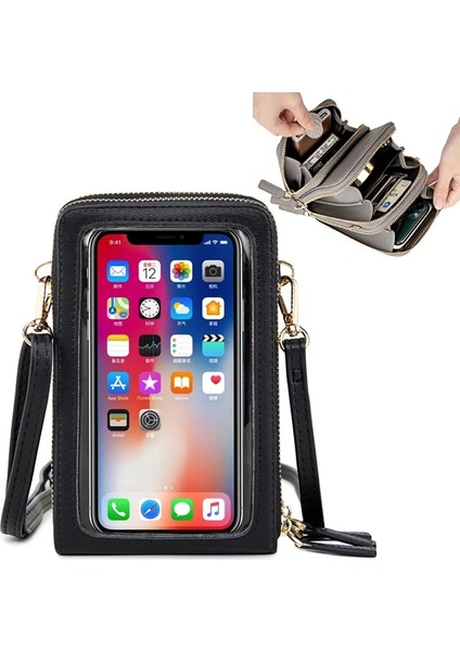 No.9 Tarzı Mini Crossbody Omuz Çantaları Kadın Çok Fonksiyonlu Dokunmatik Cep Telefonu Cebi Kart Çanta Bayanlar Küçük Çanta Kadın Messenger Çanta (Yurt Dışından) fırsatları