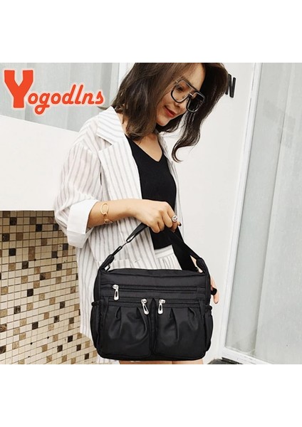 Mavi Stil 30X10X20CM Yogodlns Naylon Omuz Çantası Kadın Su Geçirmez Crossbody Çanta Çok Cepli Çanta Büyük Kapasiteli Messenger Çanta Seyahat Oxford Çantaları (Yurt Dışından) modelleri