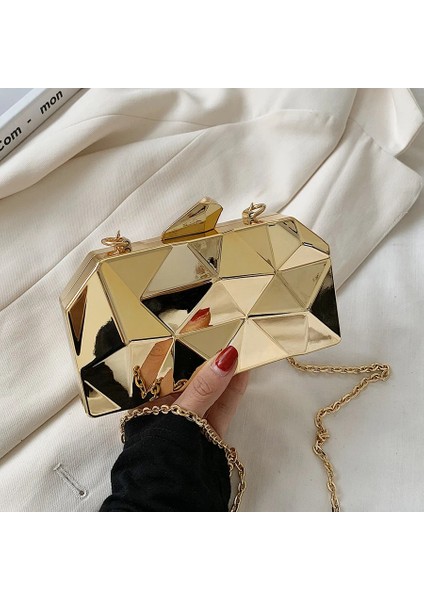 Altın Tarzı Kadın Çanta Çantaları Womelutches Için Moda Geometrik Mini Parti Akşam Çanta Crossbody Omuz Çantası Altın Kutu Debriyaj (Yurt Dışından) fırsatları