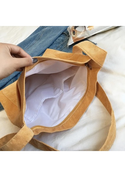 Siyahımsı Yeşil Tarzı Kadın Kadife Omuz Çantası Li Tuval Crossbody Çanta Basit Bez Kumaş Çanta Tote Katı Fermuar Messenger Çanta Kızlar Için (Yurt Dışından) indirimleri