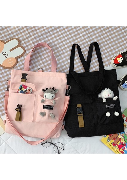Pembe Stil Kawaii Karikatür Tote Çanta Kanvas Çanta Alışveriş Çantası Süper Serin Çanta Omuz Çantaları Kız Kitap Çantaları Için Bolsa Feminina Mochila (Yurt Dışından)