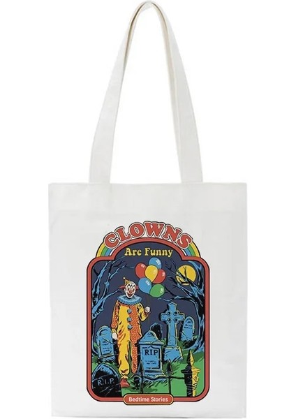 NO.1493 Stili Death Evil Devil Alien Baskı Yeni Rahat Harajuku Kadın Omuz Kanvas Çanta Ins Büyük Kapasiteli Tote Vogue Yeniden Kullanılabilir Kadın Çantaları (Yurt Dışından) fırsatları