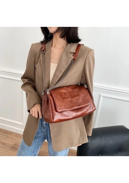 Sarı Stil Perçin Zincir Tasarımcısı Pu Deri Kadınlar Için Crossbody Çanta Moda Omuz Çantası Bayan Lüks Küçük Kadın Çanta (Yurt Dışından)