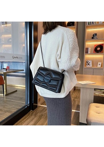 Sarı Stil Perçin Zincir Tasarımcısı Pu Deri Kadınlar Için Crossbody Çanta Moda Omuz Çantası Bayan Lüks Küçük Kadın Çanta (Yurt Dışından)
