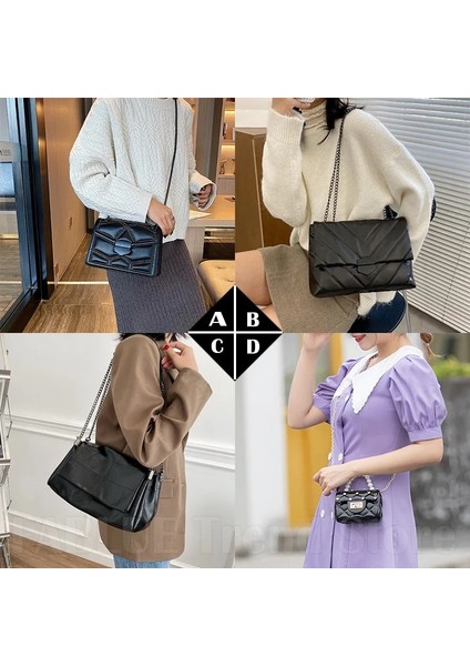 Sarı Stil Perçin Zincir Tasarımcısı Pu Deri Kadınlar Için Crossbody Çanta Moda Omuz Çantası Bayan Lüks Küçük Kadın Çanta (Yurt Dışından)