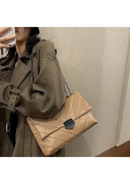 Sarı Stil Perçin Zincir Tasarımcısı Pu Deri Kadınlar Için Crossbody Çanta Moda Omuz Çantası Bayan Lüks Küçük Kadın Çanta (Yurt Dışından)