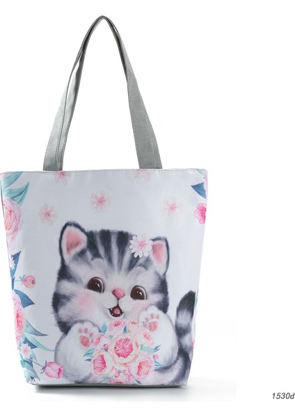 1530D Tarzı Çiçek ve Baykuş Baskılı Kadın Günlük Tote Bayan Günlük Kullanım Bayan Alışveriş Çantası Bayan Tek Omuz Çanta Basit Plaj Çantası (Yurt Dışından)