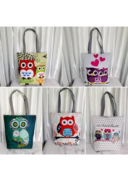 1530D Tarzı Çiçek ve Baykuş Baskılı Kadın Günlük Tote Bayan Günlük Kullanım Bayan Alışveriş Çantası Bayan Tek Omuz Çanta Basit Plaj Çantası (Yurt Dışından) indirimleri