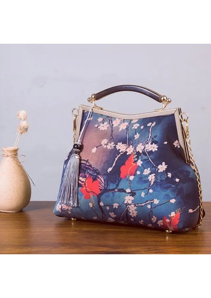 Qiuming Shop Kadın Çantası 2 Tarzı 22CMX16CMX5CM Vintage Tasarımcı Kilit Kabuk Çanta Saf El Yapımı Çanta Saçak Zincir Kadın Omuz Crossbody Çanta Lady Kadın Çanta Iyi Çanta (Yurt Dışından)