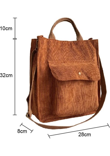 Tuval Bej Tarzı Hylhexyr Kadife Omuz Çantası Kadın Vintage Alışveriş Çantaları Fermuar Kız Öğrenci Bookbag Çanta Dış Cep ile Rahat Tote (Yurt Dışından) indirimleri