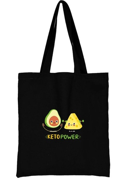 AVOKADO007 Stili Sevimli Avokado Karikatürler Desen Serisi Eko Kadın Alışveriş Çantaları Alışveriş Omuz Çantası Moda Siyah Baskı Çanta Kanvas Tote Çanta (Yurt Dışından)