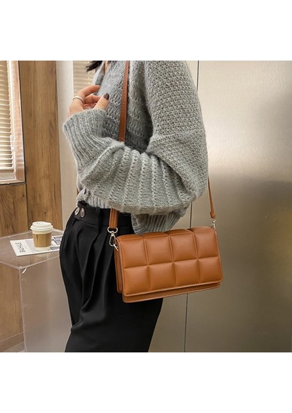 Siyah Stil2 Stili Moda Ekose Crossbody Çanta Kadın Pu Deri Omuz Çantası Basit Düz Renk Messenger Çanta Tasarımcı Bayan Çanta Günlük Kese Kesesi (Yurt Dışından) modelleri