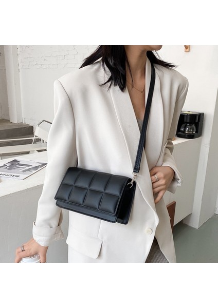 Siyah Stil2 Stili Moda Ekose Crossbody Çanta Kadın Pu Deri Omuz Çantası Basit Düz Renk Messenger Çanta Tasarımcı Bayan Çanta Günlük Kese Kesesi (Yurt Dışından) indirimleri