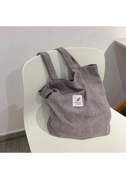 Gri Stil Kadınlar Için Kadife Çanta Alışveriş Çantaları Çevre Depolama Yeniden Kullanılabilir Tuval Omuz Tote Çanta Kız Için Okul Çantaları Bez Çantalar (Yurt Dışından)