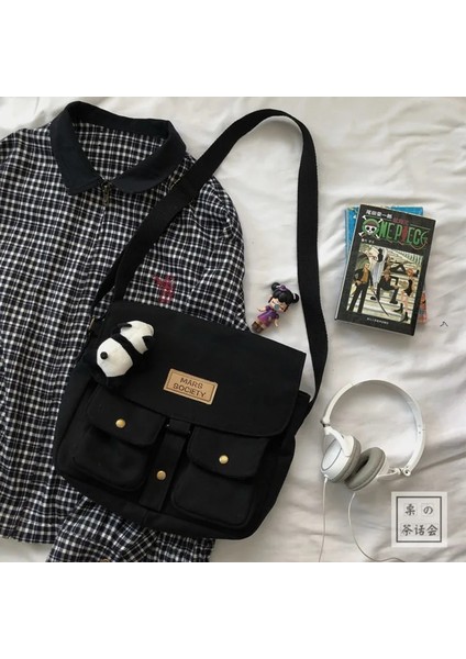 Panda Takı Tarzı 28CMX23CM Kadın Kanvas Çanta Japon Bölümü Harajuku Windsuit Messenger Çanta Kadın Koreli Öğrenciler Omuz Çantaları (Yurt Dışından) indirimleri