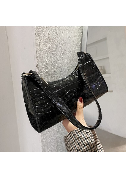 Yeşil Stil Moda Zarif Alışveriş Çantası Retro Rahat Kadın Tote Omuz Çantaları Kadın Deri Düz Renk Zincir Çanta Wome Için (Yurt Dışından)