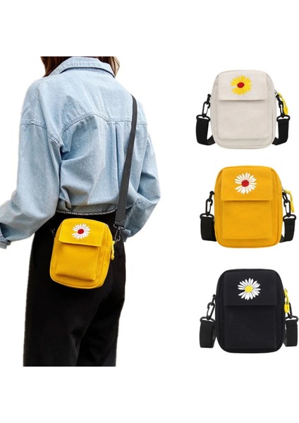 Yeşil Stil Kadın Omuz Çantası Yaz Çantası Sevimli Papatya Çantası Rahat Tote Açık Kanvas Çanta Fermuar Postacı Çantaları Madeni Para Tutacağı Çanta (Yurt Dışından) fiyatları