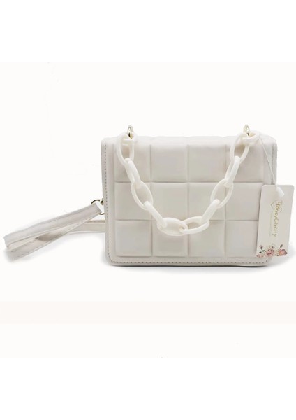 Beyaz Stil Honeycherry Geo Kabartmalı Flap Crossbody Çanta Mandbags Kadın Çantalar Için Mini Crossbody Çanta (Yurt Dışından)