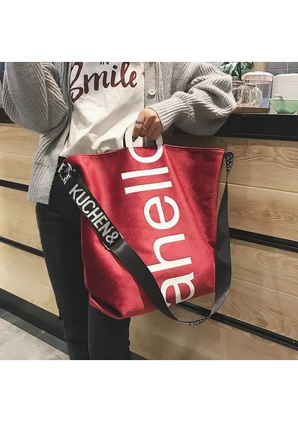 Siyah Stil Large Capacity Shopping Handbag Trend Letter Design Crossbody Shoulder Bags For Women Casual Female Travel Big Shopper Tote Bag (Yurt Dışından) fiyatları