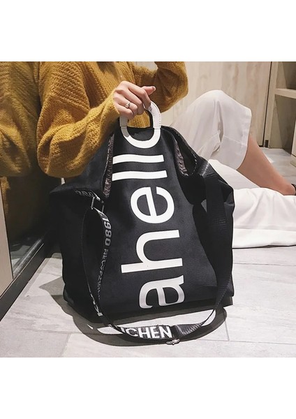 Siyah Stil Large Capacity Shopping Handbag Trend Letter Design Crossbody Shoulder Bags For Women Casual Female Travel Big Shopper Tote Bag (Yurt Dışından) modelleri