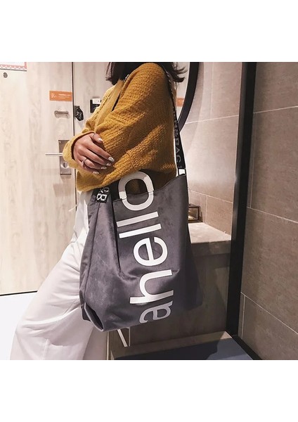 Siyah Stil Large Capacity Shopping Handbag Trend Letter Design Crossbody Shoulder Bags For Women Casual Female Travel Big Shopper Tote Bag (Yurt Dışından) indirimleri