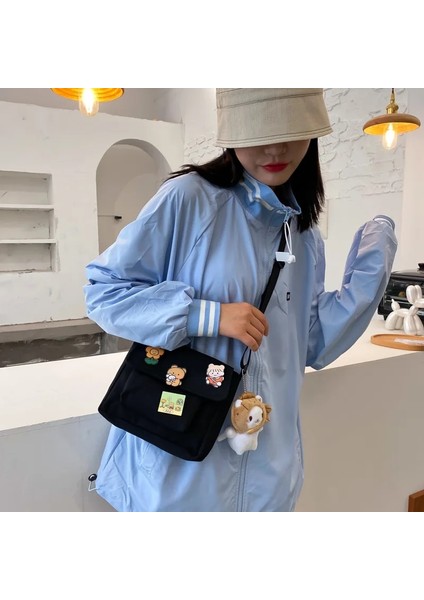 White-Bear Style Cute Canvas Small Bag Female New Japanese Harajuku Diagonal Bag Wild Student Girl Shoulder Bag Bags For Women (Yurt Dışından) fırsatları
