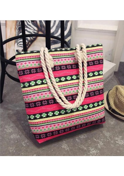 Pembe Tarzı Moda Katlanır Kadınlar Büyük Boy Çanta Tote Bayanlar Rahat Çiçek Baskı Tuval Grafiti Omuz Çantası Plaj Bolsa Feminina (Yurt Dışından)