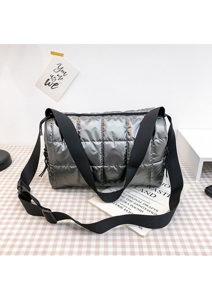 Renkli Stil Kış Yeni Kadınlar Için Büyük Kapasiteli Omuz Çantası Su Geçirmez Naylon Çantalar Uzay Pedi Pamuk Tüy Aşağı Çanta Omuz ile Büyük Çanta (Yurt Dışından)