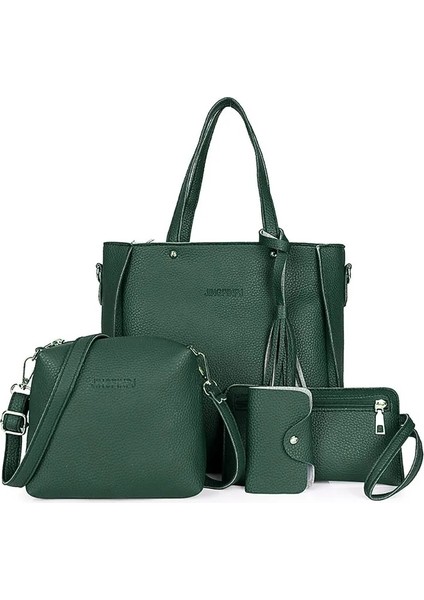 Yeşil Stil 066F Kadın Lady Moda Çanta Omuz Çantaları Tote Çanta Messenger Satchel Set (Yurt Dışından)