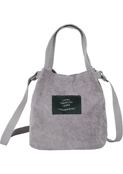 Gri Stil Kadınlar Küçük Kadife Omuz Çantası Kadın Yeni Küçük Kanvas Çanta Kılıf Bayanlar Rahat Vintage Çanta Kumaş Kova Kılıfı Kız Için (Yurt Dışından)