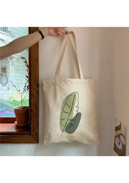 B224B Stili Retro Boho Bitkiler Estetik Kanvas Tote Çanta Bayan Çanta Harajuku Ulzzang Moda Omuz Çantaları Büyük Kapasiteli Öğrenci Kitap Çantası (Yurt Dışından)