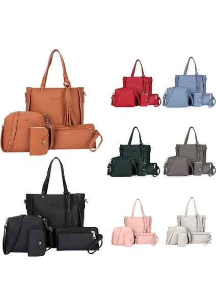 Yeşil Stil 066F Kadın Lady Moda Çanta Omuz Çantaları Tote Çanta Messenger Satchel Set (Yurt Dışından)