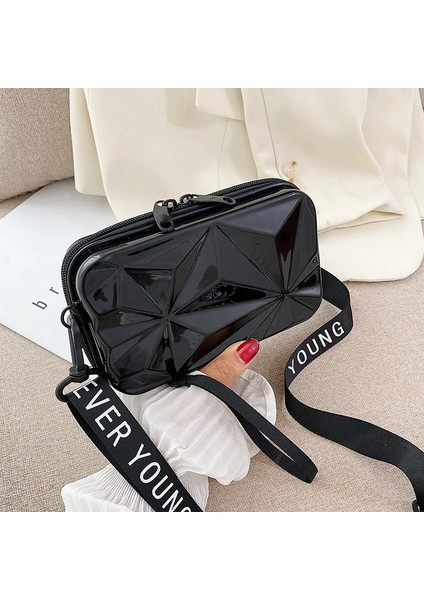 Siyah Stil Moda Mini Çanta Kadın Küçük Bavul Şekli Çanta Omuz Çantası Kadın Çantaları Tote Çanta Kadınlar Için Crossbody Çanta Sac Bolsa (Yurt Dışından)