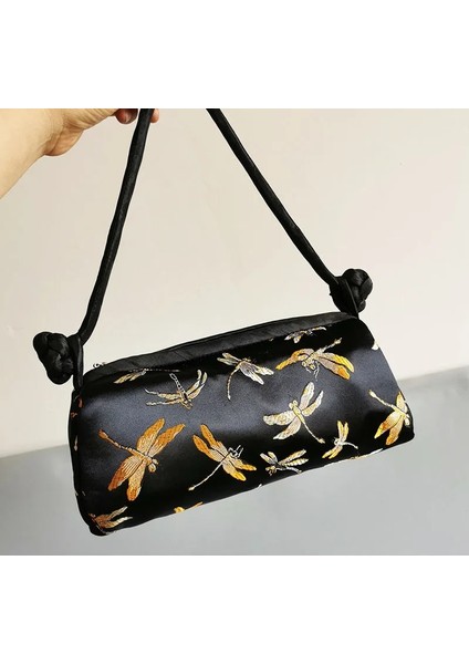 Sarı Çiçek Stili Moda Lüks Çin Tarzı Ipek Çanta Kadın Çanta Japon El Nakış Kılıf Cheongsam Kadın Cosplay Çanta Debriyaj (Yurt Dışından) fırsatları