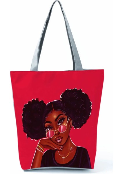 HL2115 Stili Karikatür Bayan Hemşire Baskılı Çanta Katlanabilir Yüksek Kapasiteli Kadın Omuz Çantası Eko Yeniden Kullanılabilir Alışveriş Çantası Seyahat Plaj Çantası (Yurt Dışından)