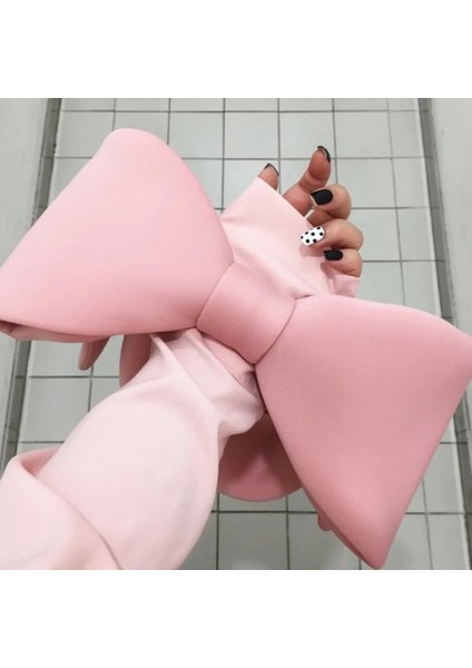 Siyah Stil 2022 New Spring Summer Woman New Personality Pink Color Spliced Bow Many Wear Methods Handbag All Match Evening Clutch Bags Cute (Yurt Dışından) modelleri