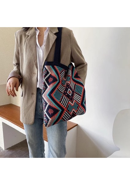 Bejb Tarzı Lady Örgü Çingene Bohemian Boho Aztek Bez Çanta Kadın Tığ Yün Açık Alışveriş Üst Saplı Çanta 2021KADIN Günlük Çanta (Yurt Dışından) fırsatları