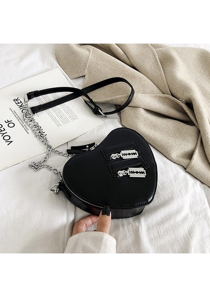 Kırmızı Stil Gothic Heart Blade Zipper Chain Crossbody Bags For Women Girl Casual Shoulder Purses And Handbags Techwear Summer Wallet Goth (Yurt Dışından) fiyatları