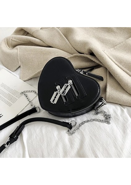 Kırmızı Stil Gothic Heart Blade Zipper Chain Crossbody Bags For Women Girl Casual Shoulder Purses And Handbags Techwear Summer Wallet Goth (Yurt Dışından) indirimleri