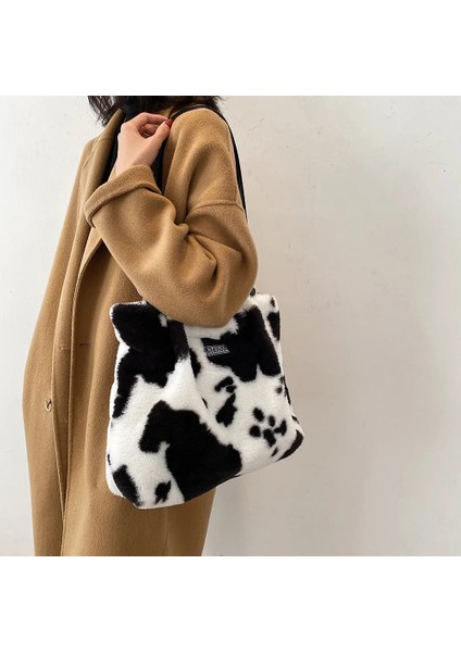 Zebra Stili Vintage Kadın Omuz Çantası Yaratıcı Zebra Çizgili Inek Desen Baskı Koltukaltı Çanta Kız Moda Çanta (Yurt Dışından)
