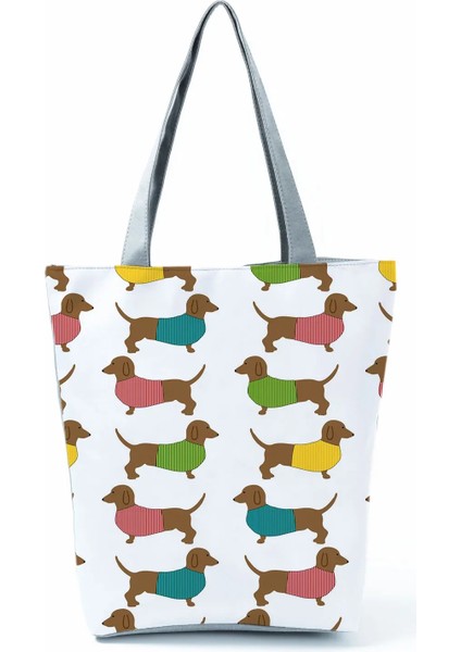 HL1292 Stili Köpek Baskılı Çanta Pug Rahat Yüksek Kapasiteli Eko Yeniden Kullanılabilir Alışveriş Çantası Kadın Çiçek Seyahat Depolama Tote Tüm Maç Özel Desen (Yurt Dışından)