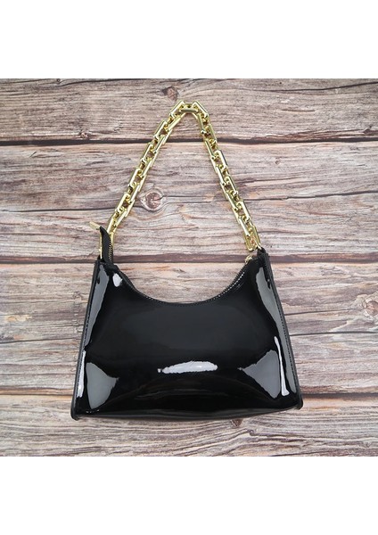 Siyah 1 Stil Timsah Desenli Fermuarlı Çantalar Yeni Moda Doku Kabartmalı Lake Omuz Çantası Wome Için Basit ve Küçük Kare Çantalar (Yurt Dışından)