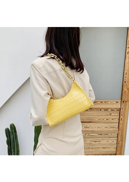 Siyah 1 Stil Timsah Desenli Fermuarlı Çantalar Yeni Moda Doku Kabartmalı Lake Omuz Çantası Wome Için Basit ve Küçük Kare Çantalar (Yurt Dışından) modelleri