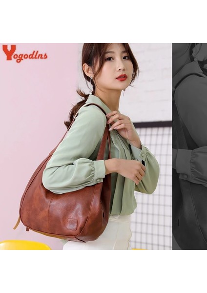 Kahverengi Tarzı 28X12X30CM Yogodlns Vintage Kadın El Çantası Tasarımcıları Lüks Çantalar Kadın Omuz Çantaları Kadın Üst Saplı Çantalar Moda Çantalar (Yurt Dışından) fırsatları