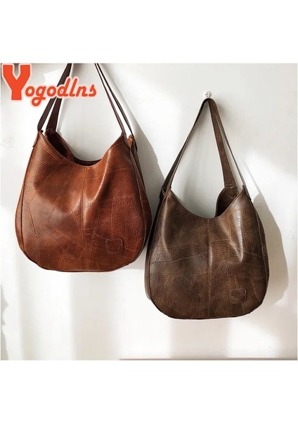 Kahverengi Tarzı 28X12X30CM Yogodlns Vintage Kadın El Çantası Tasarımcıları Lüks Çantalar Kadın Omuz Çantaları Kadın Üst Saplı Çantalar Moda Çantalar (Yurt Dışından) indirimleri